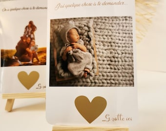 carte à gratter personnalisable, carte à gratter parrain, carte à gratter marraine, carte à gratter personnalisé, cadeau personnalisé