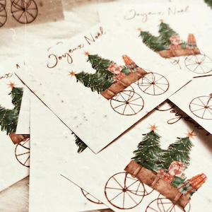 Noël, lots de cartes à planter, papeterie, fleurs, papier ensemencé, fête de Noël, cadeau de Noël, décoration de Noël image 1