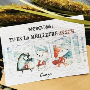 Carte à planter personnalisée, cadeau fin d'année, cadeau personnalisé, cadeau maîtresse, maître, atsem, nounou, image 2