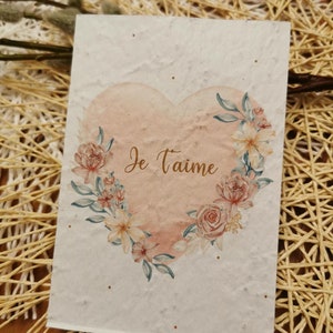 Carte à planter, Carte à semer, Papier ensemencé. Carte de vœux, Je t'aime, déclaration, Papeterie