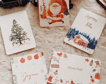 Lot de 5 cartes de Noël, cartes de vœux de Noël, Noël, papeterie