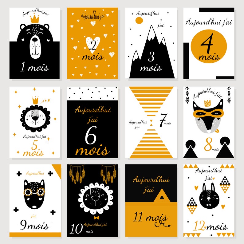 12 Cartes Mois Bébé En Bois – Annonce Naissance & Photos 1ère Année | Accessoire Douche Bébé Cadeau