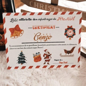 Certificat de Noël, Nice List Certificate, Santa Nice List, Noël, Noël personnalisé,
