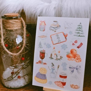 Carte postale, décoration murale, cadeau, éléments hivernales, hiver, saison