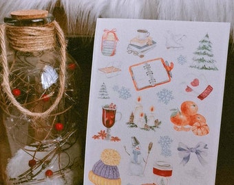 Carte postale, décoration murale, cadeau, éléments hivernales, hiver, saison