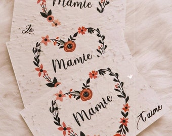 Cartes à planter, CARTERIE, papeterie, fleurs, écologiques, amour, mamie, grand-mère, fête des grands mères, plaisir d'offrir