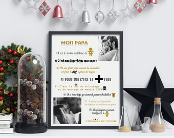 Affiche, fête des pères, affiche personnalisée, affiche enfant, affiche chambre bébé, affiche papa, décoration murale,