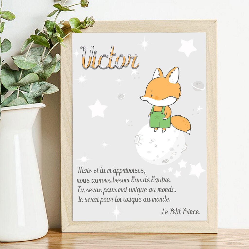 Affiche, Affiche Bébé, Chambre Personnalisée, Décoration Murale, Citation, Petit Prince, Prénom Enfa