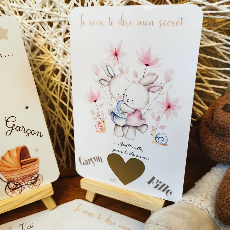 Cartes à gratter personnalisé, carte à gratter sexe bébé, carte à gratter annonce grossesse, carte à gratter image 3