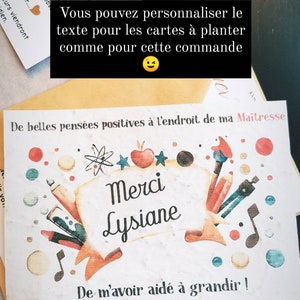 Carte à planter personnalisée, cadeau fin d'année, cadeau personnalisé, cadeau maîtresse, maître, atsem, nounou, image 7