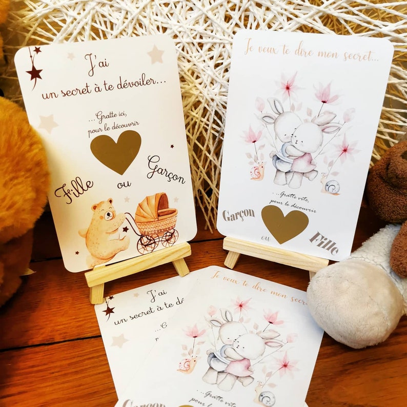 Cartes à gratter personnalisé, carte à gratter sexe bébé, carte à gratter annonce grossesse, carte à gratter image 1