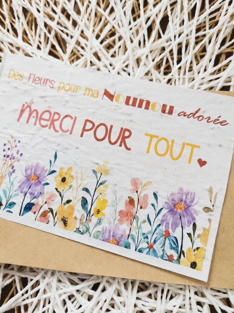 Carte à planter personnalisée, cadeau fin d'année, cadeau personnalisé, cadeau maîtresse, maître, atsem, nounou, image 6