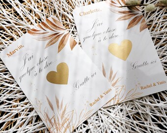 Carte à gratter, carte à gratter personnalisable, carte à gratter personnalisé, carte à gratter mariage, carte à gratter témoin,