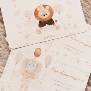 Cartes invitations anniversaire, Baptême, cartes anniversaire, création sur mesure, faire-part