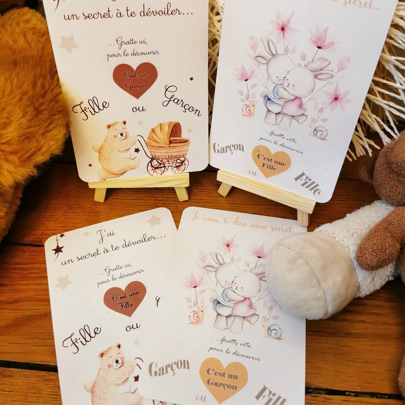 Cartes à gratter personnalisé, carte à gratter sexe bébé, carte à gratter annonce grossesse, carte à gratter image 6