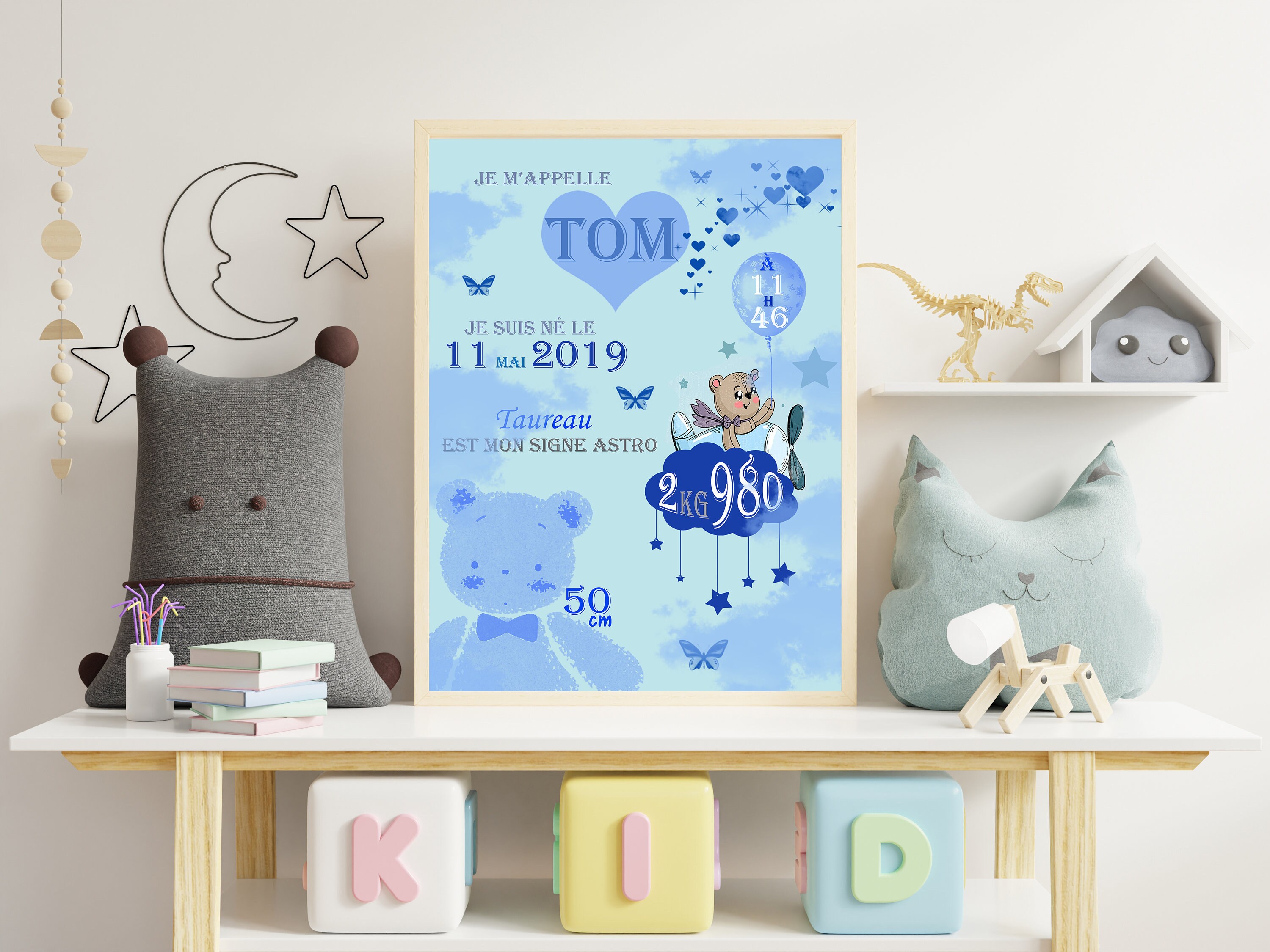 Affiche Bébé, Affiche Enfant, Personnalisée, Chambre Décoration Chambre, Murale, Papeterie, Enfant