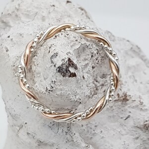 zarter Ring, Kordelring, bicolor, Stapelring, Zusteckring, Sammelring, Gold, Silber, Kügelchenring image 7