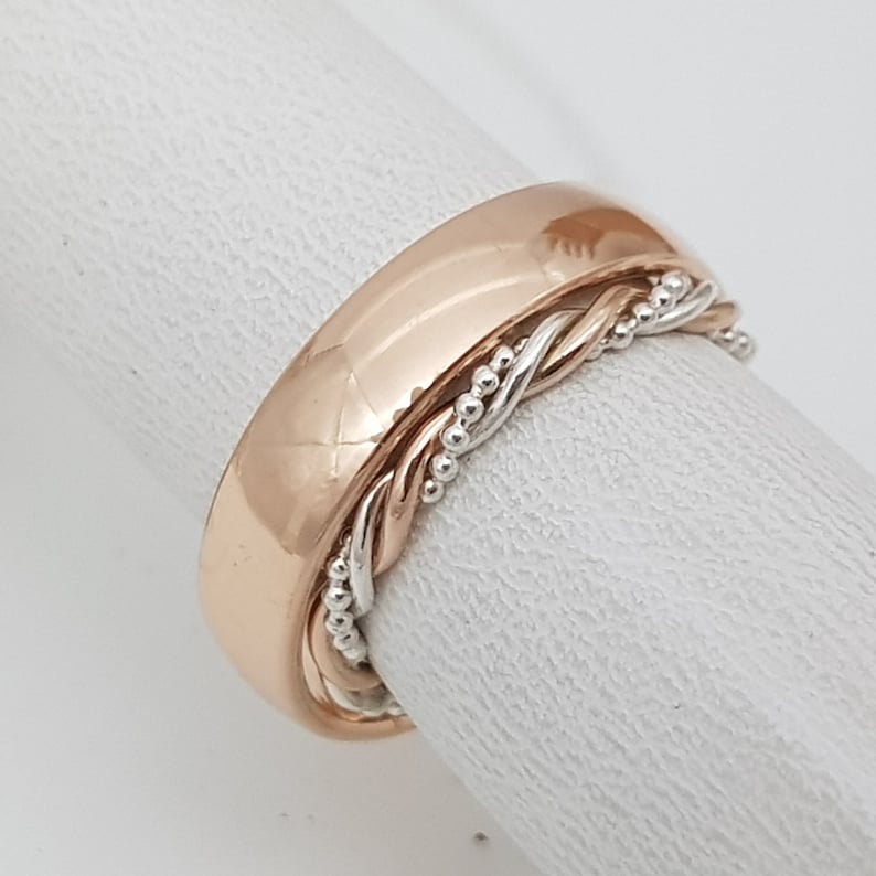 zarter Ring, Kordelring, bicolor, Stapelring, Zusteckring, Sammelring, Gold, Silber, Kügelchenring image 9