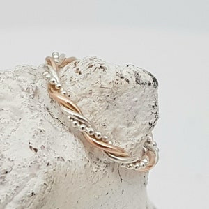 zarter Ring, Kordelring, bicolor, Stapelring, Zusteckring, Sammelring, Gold, Silber, Kügelchenring image 6