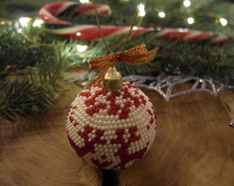 Bombka, Dekoracja Świąteczna, Hangende decoratie, Kerstbal, Kerstboom, Kralen Kerstbal, DIY Gift, Kraal Gehaakte Ornament, Haak