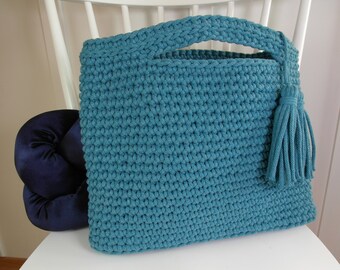 Crochet cotton bag, handbag, basket, shopper bag, large bag, holdall, sac, purse, pocket