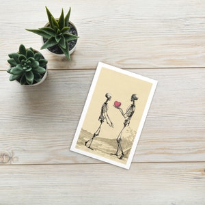 Postcard A4 "I Give You My Heart" Vintage Bricolage Skeletons Morbid Charm