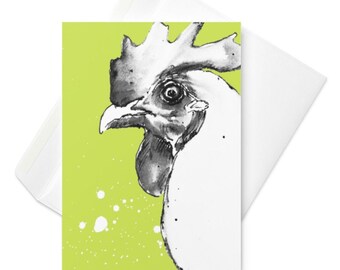 Grußkarte "Happy Easter You Crazy Chicken" - lustiger Ostergruß, Tuscheskizze, handgezeichnet