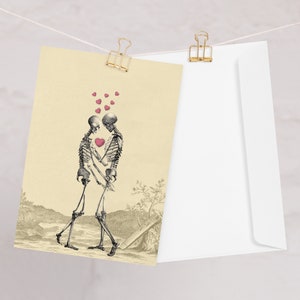 Tarjeta de felicitación "¿Amor eterno?" Bricollage Esqueletos Corazón Amor Morboso Encanto Humor Vintage