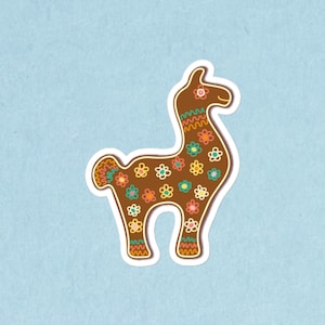 Sticker Gingerbread Lama / Gift Sticker Christmas Package / Pin Traditional Christmas Cookies