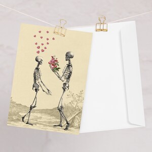 Tarjeta de felicitación "¿quieres ser mi San Valentín?" Bricollage Esqueletos Corazón Amor Morboso Encanto Humor Vintage
