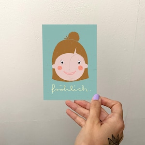 Cartão emoção "feliz" A6 | Mapa | Cartão postal | individualmente | Sentimentos | Emoções | Crianças | Escola | Jardim de infância | Neurodivergência | expressões faciais