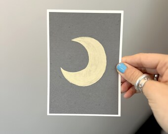 Carte postale « Lune » | Illustration | carte | gratuit | Idée cadeau | A6 | Carte de vœux | Paix | Cadeau | cosmique | Nature | paradis | la nuit