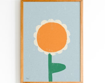 Print "Blume orange" | Artprint | Poster | Illustration | Blume | Frühling | Bunt | Sonnenblume | Einfach | Vintage | Wanddeko | Kunstdruck