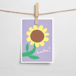 Carte postale « Tournesol » | Illustration | Carte | Idée cadeau | A6 | Carte de voeux | rétro | Cadeau | Nature | Fleurs | millésime | Art | violet
