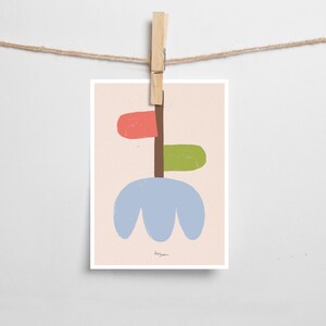 Carte postale « Fleur de papier bleue » | Illustration | Carte | Idée cadeau | A6 | Carte de voeux | rétro | Cadeau | Nature | Fleurs | millésime | Art