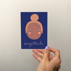 Cartão de emoção "ansioso" A6 | Mapa | Cartão postal | individualmente | Sentimentos | Emoções | Crianças | Escola | Jardim de infância | Neurodivergência | expressões faciais