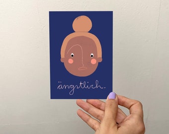 Emotionskarte "ängstlich" A6 | Karte | Postkarte | einzeln | Gefühle | Emotionen | Kinder | Schule | Kindergarten | Neurodivergenz | Mimik