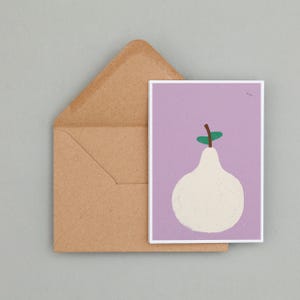 Postkarte “Birne“ | Illustration | Karte | Geschenkidee | A6 | Grußkarte | retro | Geschenk | flieder | Natur | Obst | vintage | Kunst
