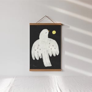 Stampa "Pace della mente" | Stampa artistica | Stampa artistica | Illustrazione | Stampa | Uccello | Nero | Bianco | Colomba | Pace | Arte | Volare | Cielo