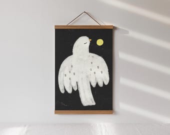 "Soul Warmth" Print | Art Print | Art Print | Illustration | Print | Bird | Black | White | Dove | Peace | Art | Flying | Sky