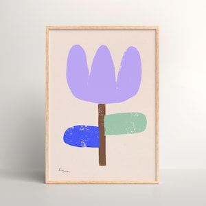 Print "Papierblume lila" | Artprint | Poster | Illustration | Blume | Frühling | Bunt | Tulpe | Einfach | Abstrakt | Wanddeko | Kunstdruck