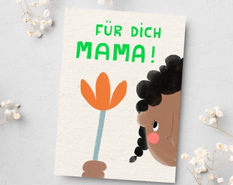 Postkarte “Mama“ grün | Für Dich | Muttertag | Geschenk | Kind | Blume | Illustration | Karte | Postkarten | Geschenkidee | A6 | Grußkarte