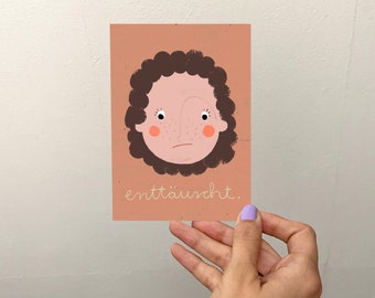 Emotionskarte "enttäuscht" A6 | Karte | Postkarte | einzeln | Gefühle | Emotionen | Kinder | Schule | Kindergarten | Neurodivergenz | Mimik