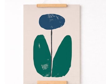 Tryck "Deep Blue" | Konsttryck | Poster | Illustration | Blomma | Enkel | Vintage | Väggdekor | Konsttryck | Retro | Teckning | Konst