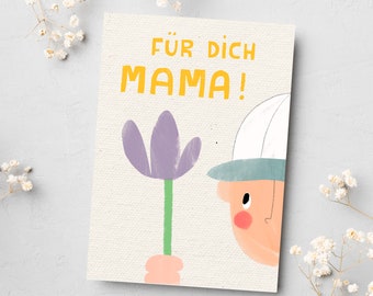 Postkarte “Mama“ gelb | Für Dich | Muttertag | Geschenk | Kind | Blume | Illustration | Karte | Postkarten | Geschenkidee | A6 | Grußkarte