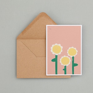 Carte postale « Fleurs jaunes » | Illustration | Carte | Idée cadeau | A6 | Carte de voeux | rétro | Cadeau | Nature | fleur | millésime | Art | rose