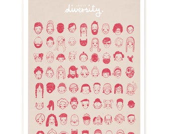 Print "Vielfalt" | Poster | Artprint | Vielfalt | Diversität | Toleranz | Liebe | Menschen | Tiere | Unterschiedlichkeit | Köpfe