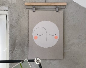 Print "Mondgesicht“ | Mond | Gesicht | Illustration | Poster | Artprint | Spirituell | Einfach | Pur | Friedlich | Ruhe | Kunst | Wanddeko