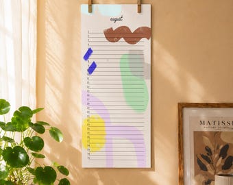 Födelsedagskalender A4 lång | 12 månadssidor | flexibel användning | inkluderar träklämmor | modern väggkalender | kalender