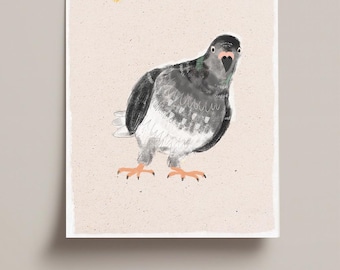 Vykort med duvillustration i A6-format – Fågelkonstkort – Minimalistisk djurillustration – Present till fågelälskare – Duvkonst